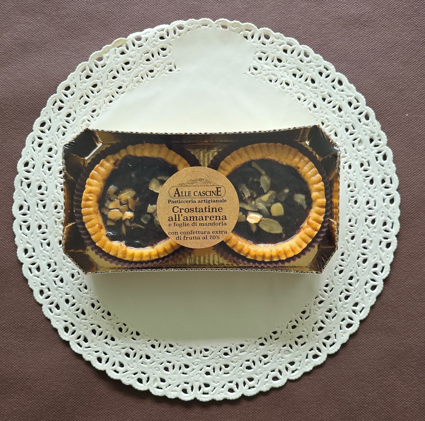 Crostatine amarena e foglie di mandorla gr 70x2