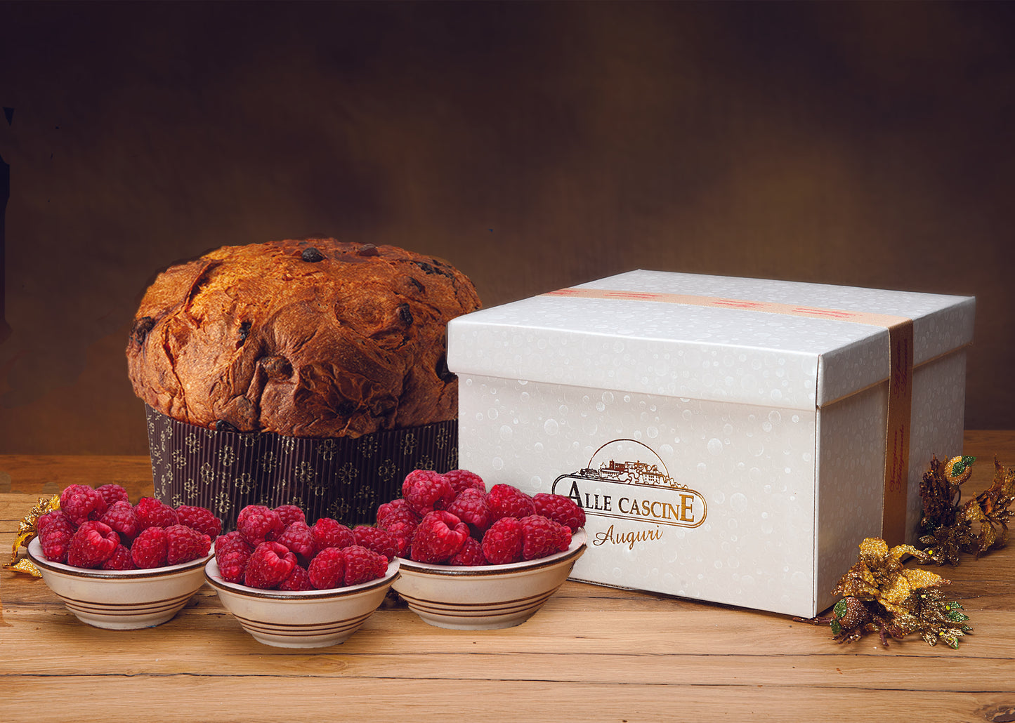 Panettone artigianale con lamponi e cioccolato bianco gr 750